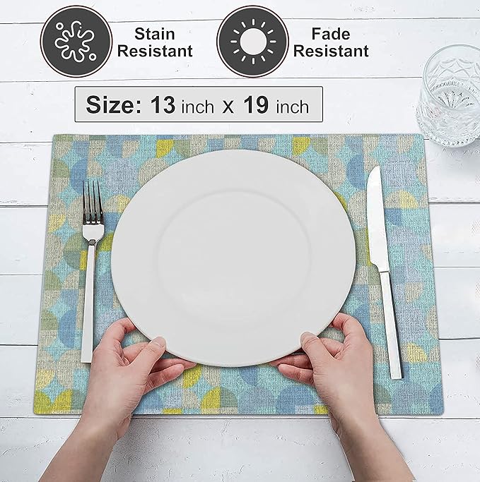 Ruvanti Placemats 100% Cotton 13x19 Inch, Dining Table Placemats Set of 6, Modern Place Mats for Dining Table Decor, Kitchen & Table Linens, Coffee Mat for Christmas Dinners - Quarterly