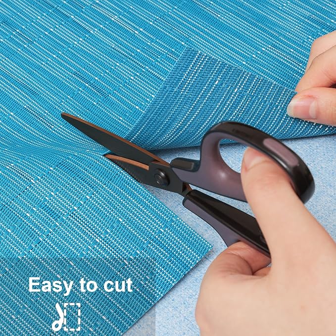 Myir JUN Placemats Set of 8, Vinyl Woven Placemats Place Mats Indoor Set of 8 Washable Table Mats Non-Slip Place mats for Dining Table (Blue, Set of 8)