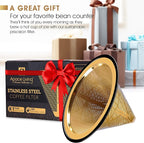 Compatible with Chemex, Hario V60 Pour Over Coffee Filter - Wide Metal Base Reusable Stainless Steel Coffee Dripper - Paperless Coffee Filter for Sustainable Brewing