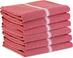 LANE LINEN Kitchen Towels Set - 100% Pure Cotton Dish Towels for Kitchen, Super Absorbent Kitchen Hand Towel, Tea Towels, Soft & Durable Dish Cloths, Pack of 6 – 14”x25”, Red