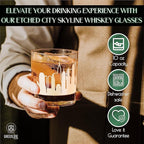 Greenline Goods Skyline Etched New York City Whiskey Glasses Gift (Set of 2) | Old Fashioned Tumbler – For New York City Lovers