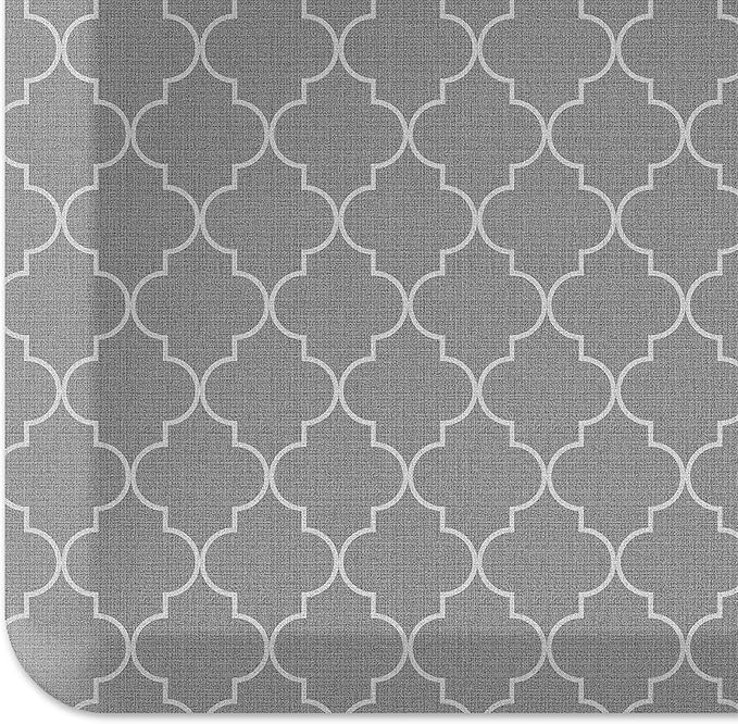 GelPro Anti-Fatigue Designer Comfort Kitchen Floor Mat, 30x108, Trellis Grey Stain Resistant Surface with 3/4” Thick Ergo-Foam Core for Health and Wellness