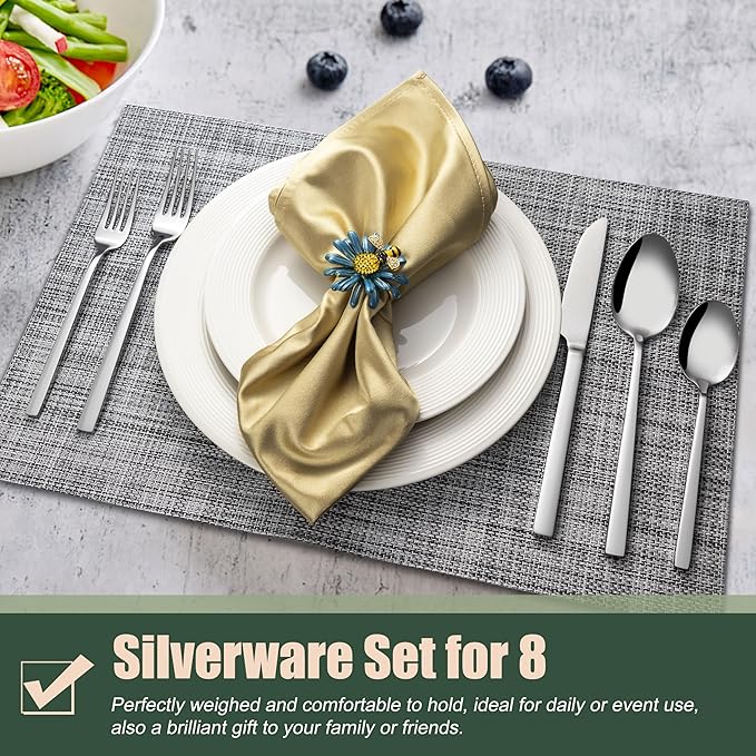 40-Piece Silverware Set Service for 8, Stainless Steel Cutlery Set, Mirror Polished Flatware Set, Kitchen Eating Tableware Set, Include Fork Knife Spoon, Dishwasher Safe