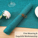 Homaxy Cloths Placemats for Dining Table Set of 4, Heat Resistant Washable Cotton Linen Blend Table Mats, Easy to Clean Place Mats for Indoor Outdoor Party Kitchen Decoration, 13" x 19", Teal
