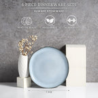HaWare Stoneware Salad Plates Set of 6, 7.9” Heavy Duty Ceramic Plates, Reactive Glaze Dinnerware for Home Restaurant, Chip and Scratch Resistant, Microwave and Dishwasher Safe, Reactive Foggy Blue