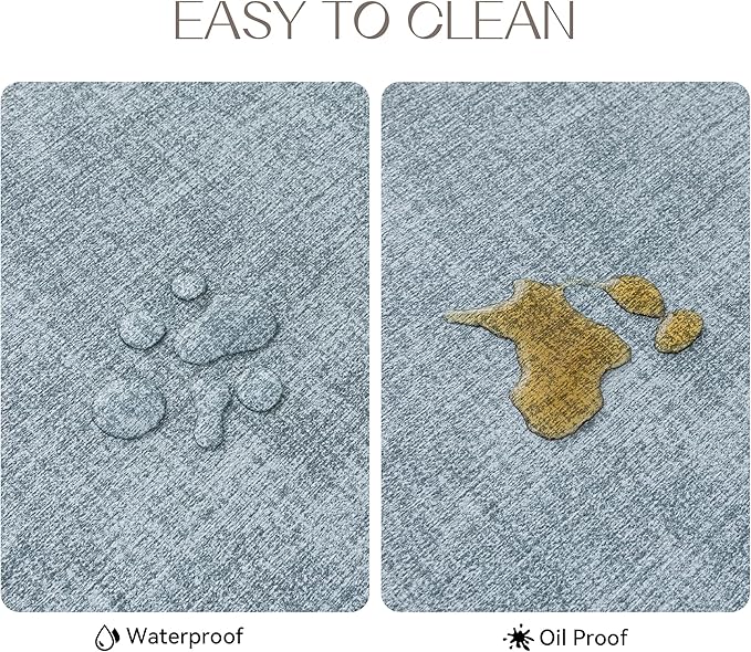 Romanstile Vinyl Placemats Set of 8-12 X 18 Inch - Heat Resistant Place Mats 100% Waterproof Oilproof Wipeable Reversible Faux Leather Table Mats for Kitchen/Dining/Party/Outdoor, Sky Blue