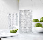 Glaver's Hobnail Drinking Glasses, Set of 4 Clear Vintage Beaded Glass Cups, 15 Oz. Cocktail Drinking Glassware Set, For Water Juice, Smoothies. Home, Dinner, Bar uses.