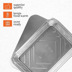 PLASTICPRO Disposable 4 LB Aluminum Takeout Tin Foil Oblong Baking Pans 12'' X 8'' X 2'' Inch With Cardboard Lids - Brownies, Bread, or Lunchbox, Pack of 5