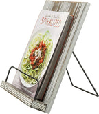 MyGift Torched Wood Cookbook Stand - Recipe Binder Reading Book Display and iPad Tablet Easel with Metal Page Holder and Kickstand