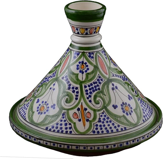 Moroccan Handmade Serving Tagine Exquisite Ceramic With Vivid Colors Traditional 12 inches Across XLarge