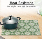 Ruvanti Placemats 100% Cotton 13x19 Inch, Dining Table Placemats Set of 6, Modern Place Mats for Dining Table Decor, Kitchen & Table Linens, Coffee Mat for Christmas Dinners - Grass Green