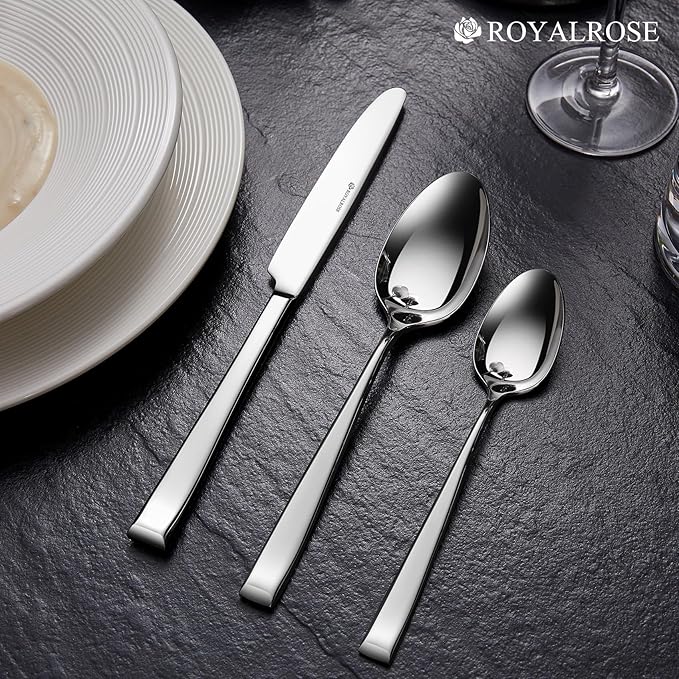 20-Piece Alexander Fine Silverware Set, Service for 4, 18/10 Stainless Steel, Well Made, Dishwasher Safe, Heavy Duty Flatware Set