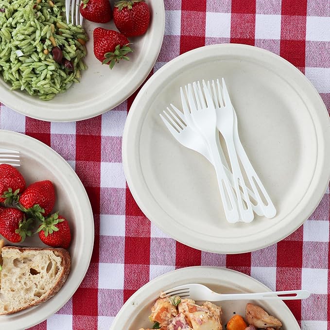 World Centric Compostable Fork 6.5" - Made from Plants and Minerals, White TPLA - 1000 Pack
