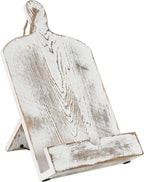 MyGift Recipe Book Holder, Whitewashed Wood Cutting Board Style Cookbook Holder, Wooden Book Stands for Display