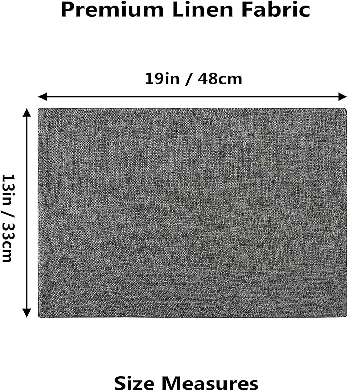 Home Brilliant Table Place Mats Fabric Cloth Placemats Set of 8 Heat Resistant Dining Linen Place Mats Kitchen, Dark Grey