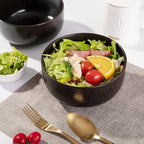 S&Q'S CERAMICS Soup Bowls - 36 Ounce Ceramic Bowl Set, Kitchen Bowls for Large Cereal, Noodle, Soup, Breakfast, Microwave and Dishwasher Safe, [Set of 4], Black and Grey