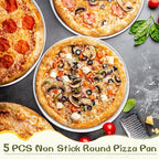Nuogo 5 Pcs 16 Inch Pizza Pan with Holes Aluminum Mesh pizza Screen Seamless Round Tray for Oven Nonstick Baking Sheet for Kitchen Bakery Restaurant BBQ Party Cookware Supplies