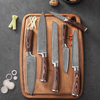 Wakoli EDIB 6-Piece Damascus Knife Set – Complete Japanese Style Kitchen Knives Collection | Genuine Damascus Steel Blades with VG10 Core | Ergonomic Pakkawood Handles | Professional Knife Gift Set