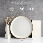 HaWare Stoneware Dinner Plates Set of 6, 10" Heavy Duty Ceramic Plates, Reactive Glaze Dinnerware for Home Restaurant, Chip and Scratch Resistant, Microwave and Dishwasher Safe, Reactive Pearl White
