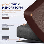 FEATOL Anti Fatigue Mat Floor Mat, Extra Thick Standing Office Desk Mat Memory Foam Cushioned Anti Fatigue Ergonomic Kitchen Mats Comfort Standing Pad NOT PVC 9/10 Inch Thick (Brown, 20x59x9/10-Inch)