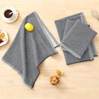 Homaxy Premium Kitchen Towels(18”x 28”, 12 Pack), Large Cotton Kitchen Hand Towels, Flat and Terry Dish Towels, 380 GSM Highly Absorbent Tea Towel Set with Hanging Loop, Grey