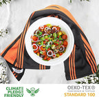 Urban Villa Kitchen Towels 100% Cotton Pack of 6, Highly Absorbent Quick Drying Super Soft Premium Dish Towels for Kitchen with Hanging Loop Hand & Tea Towels - 20x30 Inch, (Orange & Black Striped)