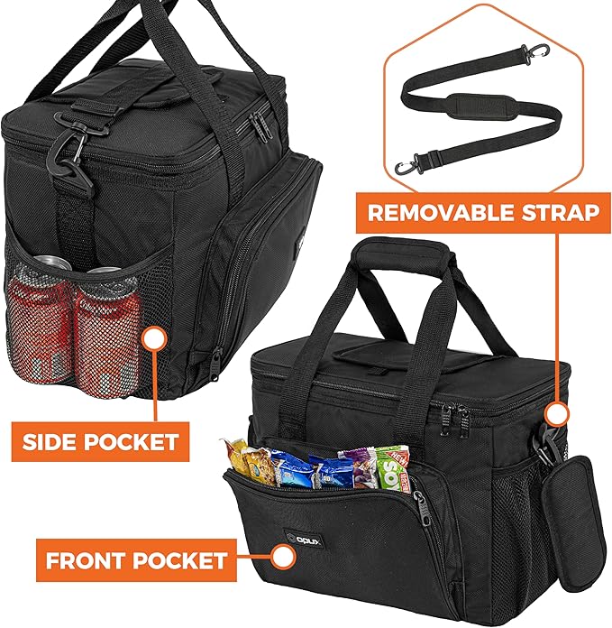 OPUX Soft Cooler Bag, Insulated Collapsible Lunch Cooler Tote for Men Work Camping Beach Travel, Portable Soft Sided Leakproof Waterproof Large Lunch Bag Box with Shoulder Strap 30 Cans, Black