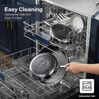 Non Stick Frying Pan Set, 8, 10 and 12-Inch Hybrid Non Toxic Fry Pan Skillet with Lids, Dishwasher and Oven Safe, Induction Ready, Silver Kitchen Cookware set (8-Piece Set)