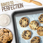 NutriChef 2-Piece Nonstick Stackable Cookie Sheets - Heavy Duty, Non-Toxic Carbon Steel Bakeware Trays, Easy Clean, Warp-Resistant, Large & Medium Sizes - Dishwasher Safe - Gray