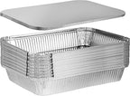 PLASTICPRO Disposable 4 LB Aluminum Takeout Tin Foil Oblong Baking Pans 12'' X 8'' X 2'' Inch With Cardboard Lids Bakeware - Cookware Perfect for Cakes, Lasagna, or Pack of 10 Pans and 10 Lids