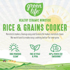 GreenLife Digital Rice Cooker, 2-Cups Uncooked/4-Cups Cooked, Removable Nonstick Ceramic PFAS-Free Pot, One-Touch Presets, Oats, Quinoa, Brown Rice, Auto Keep Warm, Fuzzy Logic Tech, 1.5 QT, Yellow