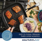 Rachael Ray Cook + Create Hard Anodized Nonstick Deep Grill Pan/Griddle, 11 Inch - Black