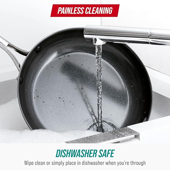 Blue Diamond 8" Nonstick Frying Pan Skillet, Diamond Infused PFAS & PTFE-Free Ceramic Pot, Dishwasher & Oven Safe, Stay Cool Handle, Durable Non Toxic Metal Utensil Safe, Egg & Omelet Pan, Turquoise