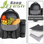 apollo walker Picnic Backpack Bag for 2 Person with Cooler Compartment, Detachable Bottle/Wine Holder, Fleece Blanket, Plates and Cutlery Set (2Person,Grey)