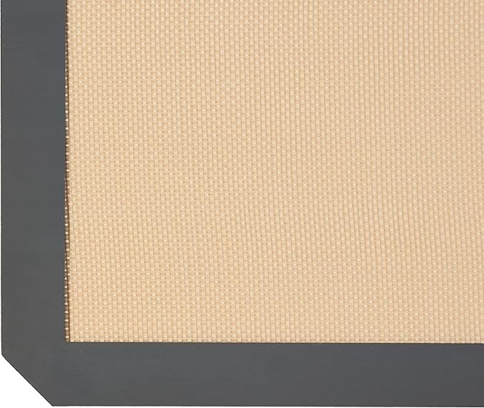 Amazon Basics Rectangular Silicone, Non-Stick, Food Safe Baking Mat, 9"x13", 9.9"x14.8", and 16.5"x11.6", Beige/Gray, Pack of 3