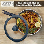 Country Kitchen Cookware Set with Removable Handle, Oven & RV Safe Pots and Pans Set, Denim, Original