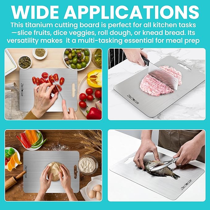Titanium Cutting Board, Cutting Boards For Kitchen, 1 Pack Double-Sided Food-Grade Titanium Cutting Board For Cutting Meats, Fruits And Vegetables, Perfect Kitchen Gift for Home Cooks (11.81' x 7.87')