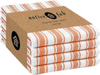 Native Fab Stripe Kitchen Towels - 4 Pack - Basket Weave 100% Cotton Dish Towel - 16x26 inches - Absorbent Towels for Cleaning, Quick Drying, Washable Dish Cloths with Hanging Loop - Orange White