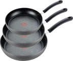 T-fal Ultimate Hard Anodized Nonstick Fry Pan Set 3 Piece: 8, 10.25, & 12 Inch, Oven Broiler Safe 400F, Kitchen Cookware Set, Pots and Pans Set Non Stick, Frying Pans, Skillets, Dishwasher Safe, Black