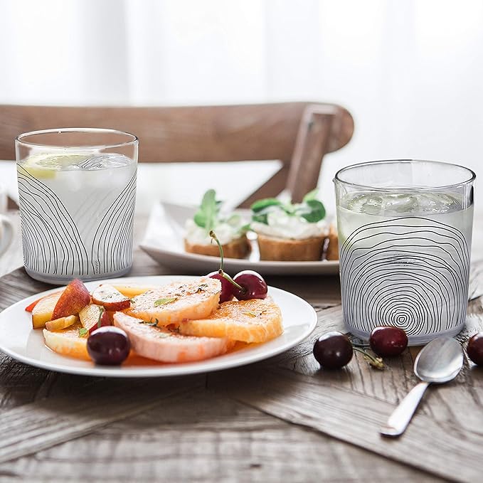 bzyoo BPA-Free Designed Dishwasher Safe 14 oz Plastic Tumbler Set which is Durable and Stackable Great For Parties Holidays Anniversaries (6 PCS, Organica Black)