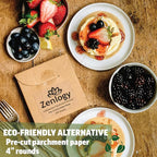 Zenlogy 4 Inch Small Parchment Paper Rounds (200 Sheets) - Unbleached, Pre-cut, High Heat, Round Liners - Fits 4 inch Small Round Pans or Great for Lining, Freezing and Storing, and Separating