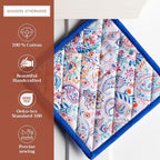 Maison d' Hermine Pot Holders 100% Cotton Heat Resistant Potholders 8" x 8" Hot Pads with Loop BBQ, Cooking, Baking, Grilling, Kitchen, Handling Hot Pans Spring/Summer (Pack of 1, Indian Floral)