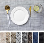 LEXMORE Placemats Set of 8 Vinyl/Plastic Woven Place Mats for Kitchen Table Indoor/Outdoor Washable Placemat Wipeable Dining Table Mats(Gray)