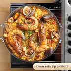 Inqibee 13-Incn Hybrid Tri-Ply Stainless Steel Ceramic Non Stick Paella Pan with Lid,Griddle,Large Skillet,Induction Cooking Pan,Dishwasher and Oven Safe