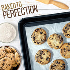 NutriChef 2-Piece Non-Stick Baking Sheet Pan Set - Premium Carbon Steel Cookie Sheets for Baking - Large and Medium Size Nonstick Oven Baking Trays - Blue Diamond