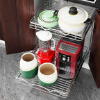 HOLDN’ STORAGE Two Tier Pull Out Cabinet Organizer, Individual Sliding Drawers - Heavy Duty Metal with Lifetime Limited Warranty - Anti Rust Chrome Finish - 28.5" W x 21”D x 16.5" H