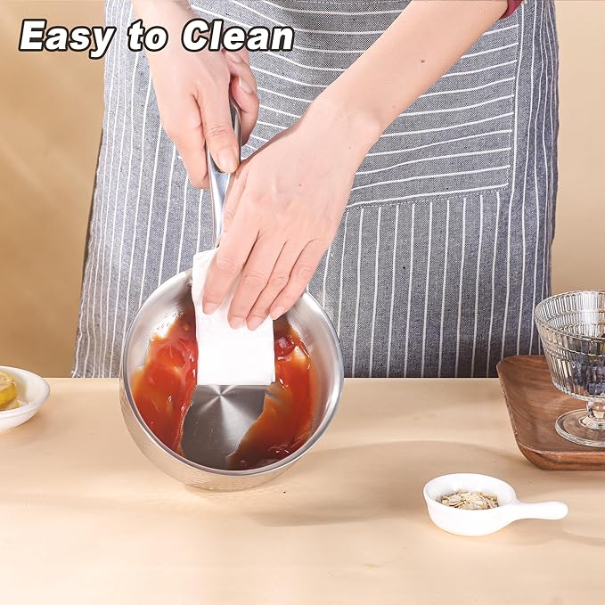 1-Quart Saucepan with Lid, Tri-Ply Stainless Steel Pot with Stay-Cool Handle & All Cooktop Compatibility (Gas, Ceramic, Electric) - Silver Hammered