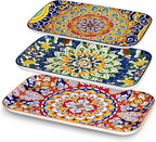 vancasso Serving Platters Set of 3, 16"/14"/12" Inch Rectangular Trays - Serving Platter Extra Large, Bohemian Ceramic Serving Dish for Entertaining Food, Microwave & Dishwasher Safe, Colorful