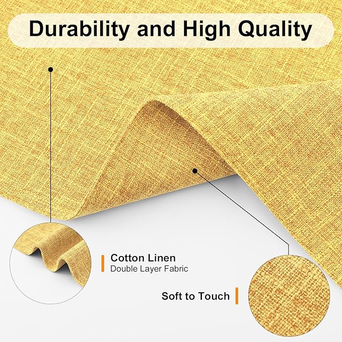 Homaxy Cloths Placemats for Dining Table Set of 6, Heat Resistant Washable Cotton Linen Blend Table Mats, Ideal for Kitchen Party Dining Decoration, 13" x 19", Mustard Yellow