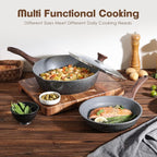 SENSARTE Nonstick Cookware Set 16-Piece, Healthy Pots and Pans Set, Non-stick Kitchen Cooking Set with Stay-Cool Handles, Silicone Utensils and Pot Protectors, PFOA Free